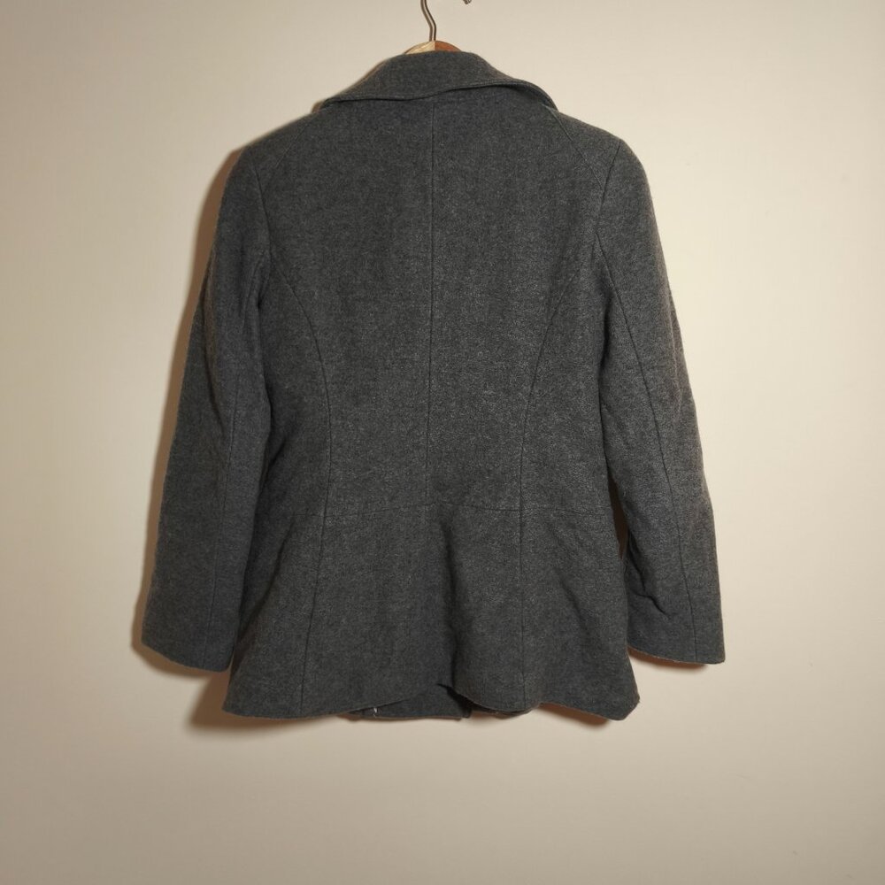 Banana Republic Double Breasted Pea Coat sz M Gray Italian Wool Classic Preppy - Picture 6 of 10